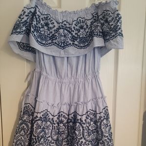 Embroidered mini ruffle dress